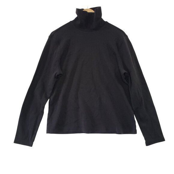 Vintage Martha B Black Cotton Long Sleeve Turtleneck Top 2X Retro 90s Minimalist - Picture 1 of 4